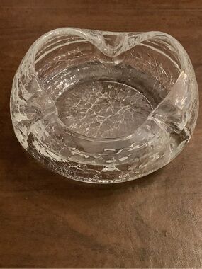 Vintage Viking MCM Crackle Glass Ashtray